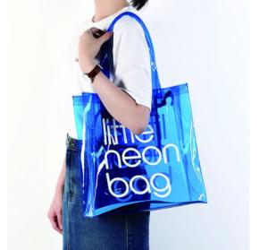 China Strong PVC Handbags Printing Logo 0.5MM Thickness PVC Shopping Handbag factory