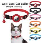 Solid Pattern Pet Collar Reflective Anti Loss Airtag Cat Collar PU Polyester