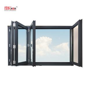 China Aluminium Folding Double Glazed Bifold Windows Hurricane Proof Custom factory