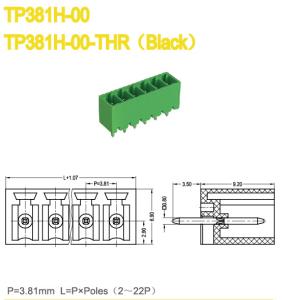 China Pitch 3.81mm Plug In Terminal Block 2 - 24 Poles Green Plastic Male Part factory