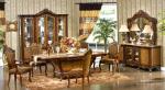 Wooden Carved Flower 6 Seater Dining Table And Chairs ISO14001 European Antique