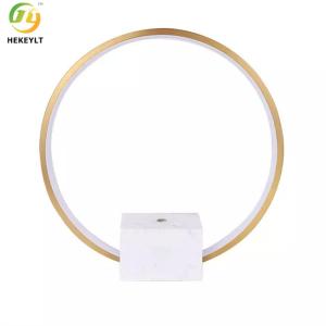 China Led Circle Small Modern Table Lamp White And Golden Sturdy Metal Marble factory