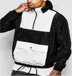 Large Pocket Front Mens Windbreaker Jacket With Hood Contract Color Printed
