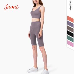 China Thin Strap Sexy Backless Sports Bra 2 Piece Yoga Set Super High Waist Workout Shorts factory