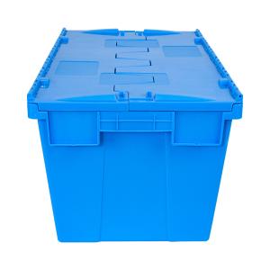 Industrial Plastic Moving Crate Stackable Attached Lid Container for Customized