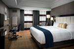laminated Oak wood Hotel bedroom Furniture sets Tall headboard with Fabric