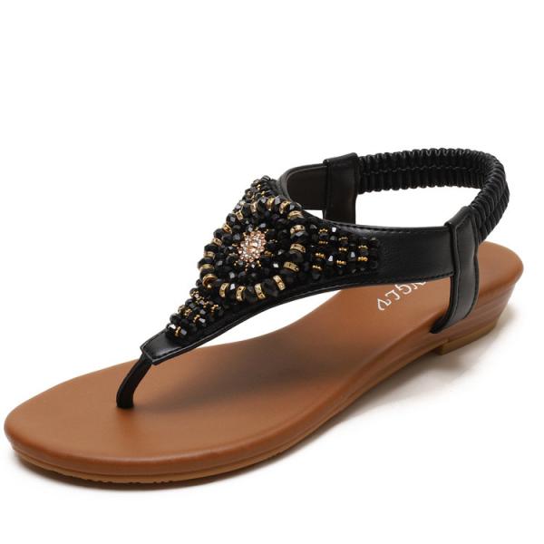 BS119 Sandals Female Slope Heel New Summer Flip Flops Rhinestone Fairy Style
