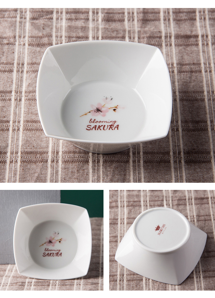 Japanese Cherry Blossom White Round Rectangle Square Baking Dessert Bowl Restaurant Ceramic Dinner Plate And Mug
