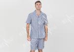 Anti Pilling Mens Luxury Sleepwear Woven Cotton Linen Yarn Dyed Pajamas Shorts