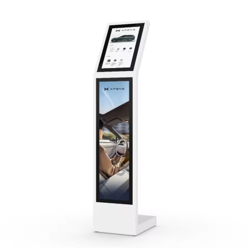 China 15.6inch Touch Screen and 29inch Stretched Bar Display Digital Interactive Information Kiosk Black or White L Type Vertical Screen Touch Screen Kiosk factory