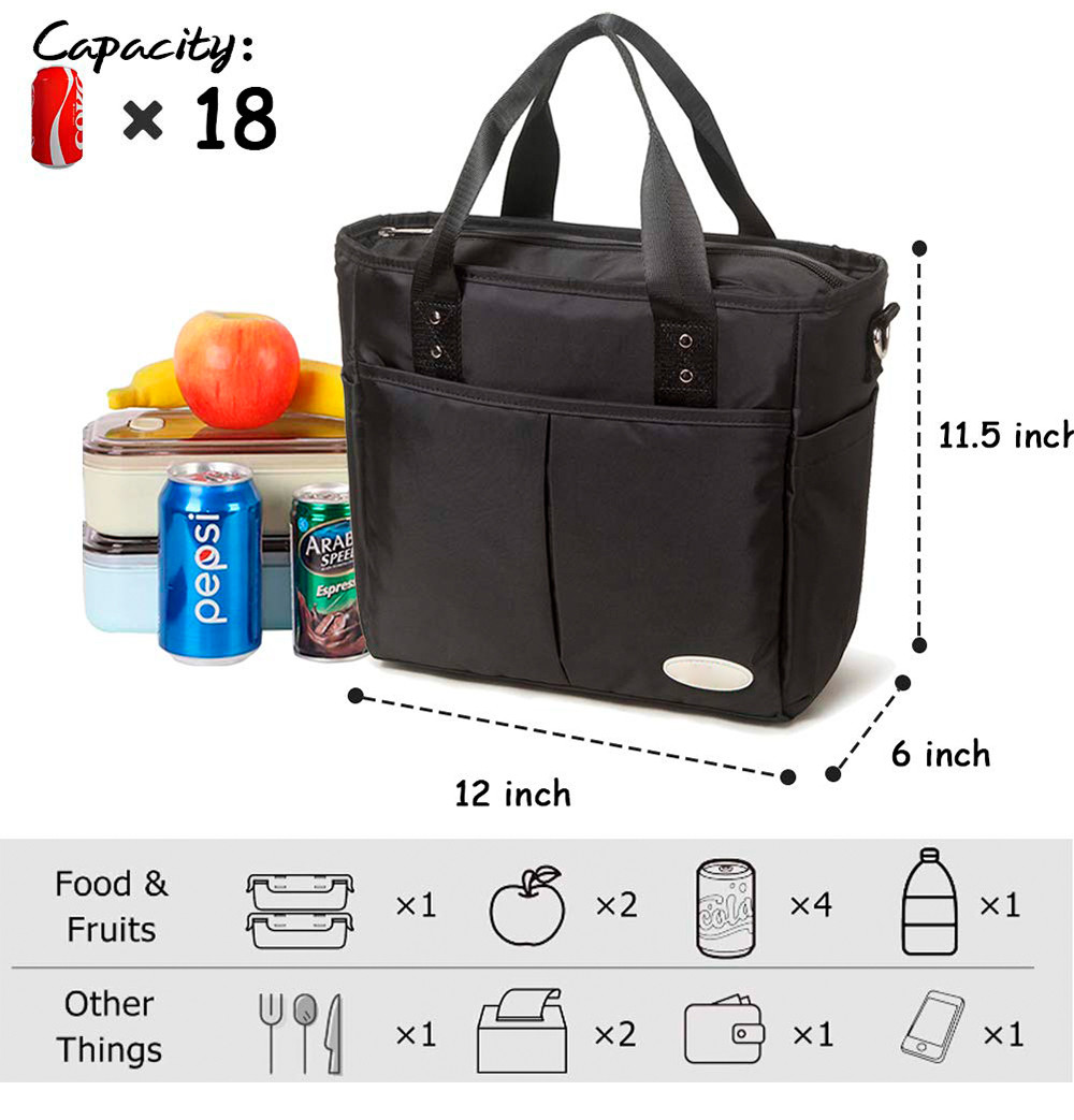 Insulated Oxford Cooler Lunch Box Bag With Side Pockets