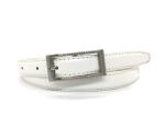 Womens Faux Leather Skinny Belts White Color For Dresses Rectangular Metal Pin