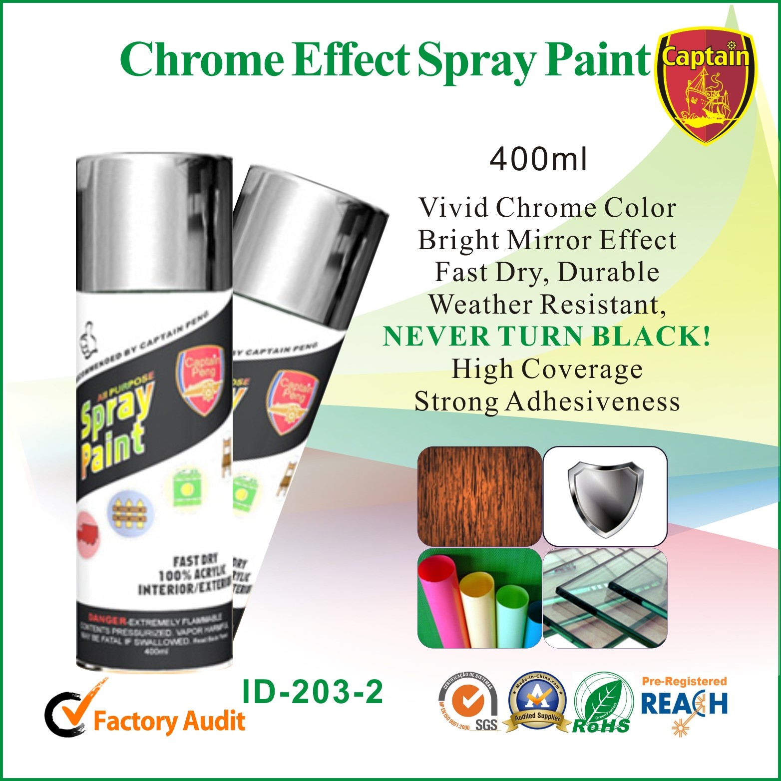 China Coating Aerosol Spray Paints Chemicals Paint / #318 Bright Chrome factory