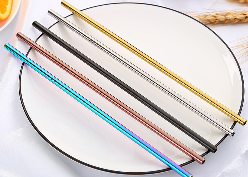 Colorful Kitchen Household Items Straight Reusable Drinking Straws Cleaner Brush