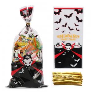 China Custom Printed Cellophane Treat Bags With Twist Ties For Halloween factory