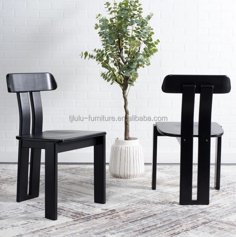 Solid Wood Dining Chair Vintage High Back Furniture for Modern Home Collection