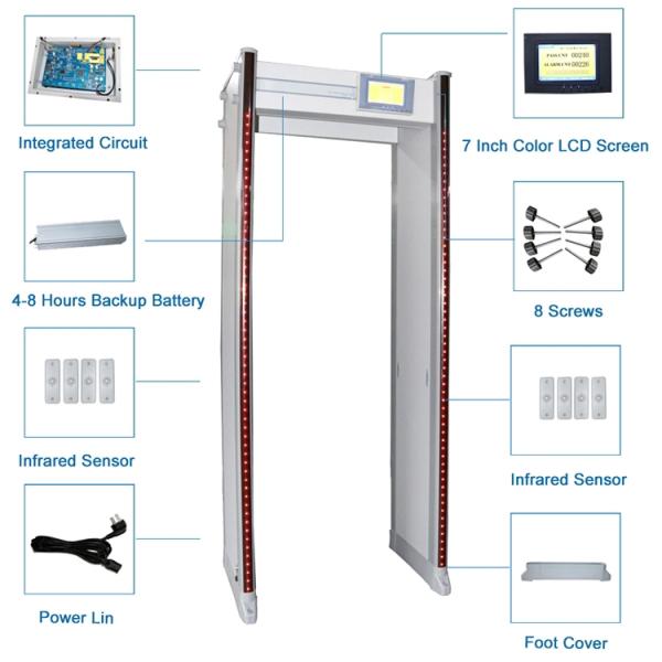 Walking through door metal detector Frame Metal Detector with 33 zones