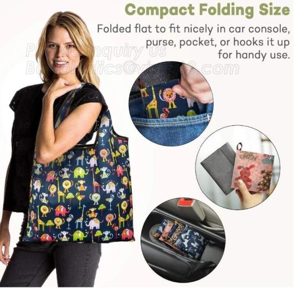 ECO Friendly nylon grocery shopping bag, tote bag shape with chic pattern,fold