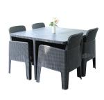 H75mm Table L56cm Chair Rattan Garden Dining Set , 4 Seater Rattan Dining Set