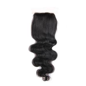 China Drouble Weft 4x4 Lace Closure Peruvian Hair Weave Lace Closure Deep Texture factory