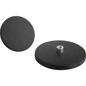 China 80 Degree Celcius Rubber Coated NdFeB Pot Magnet with Tapped Pin and Cutting Service factory