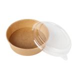 Disposable 350ml Food Packing Container Kraft Paper Salad Bowl With Lid