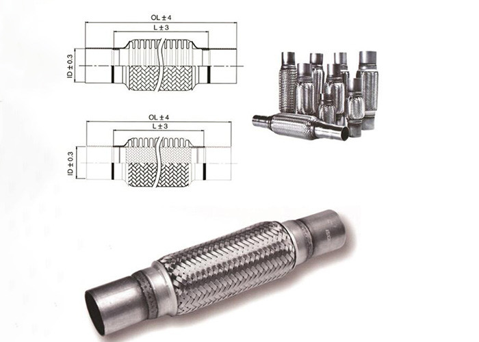 Car 2 X 6 X 10 Inch Stainless Steel Exhaust Flex Pipe Double Wire Braid