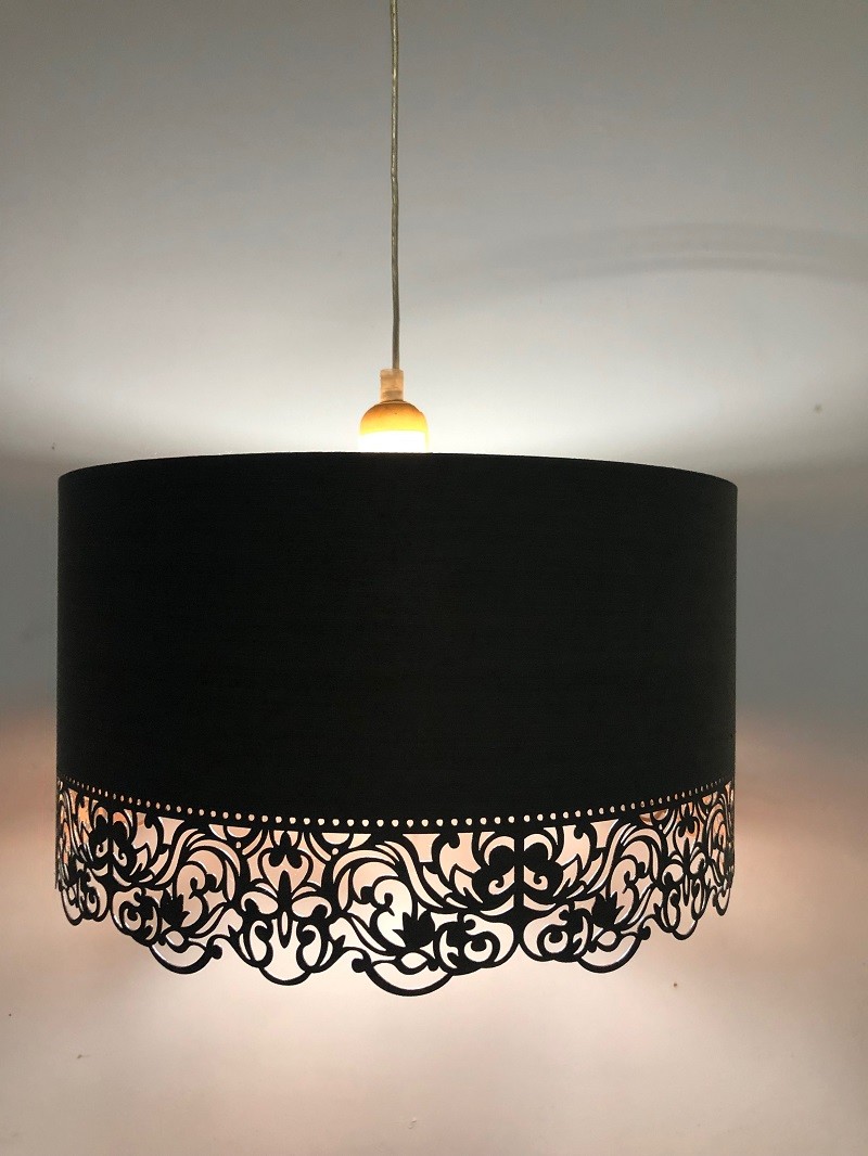Easy Fit PVC Laser Cut Lampshade Copper Floral Engraved 400*220mm