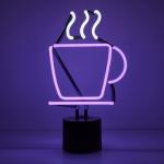 Coffee Cup 14x8 Neon Light Desk Lamp 130V Ac Handblown Glass Dercoration