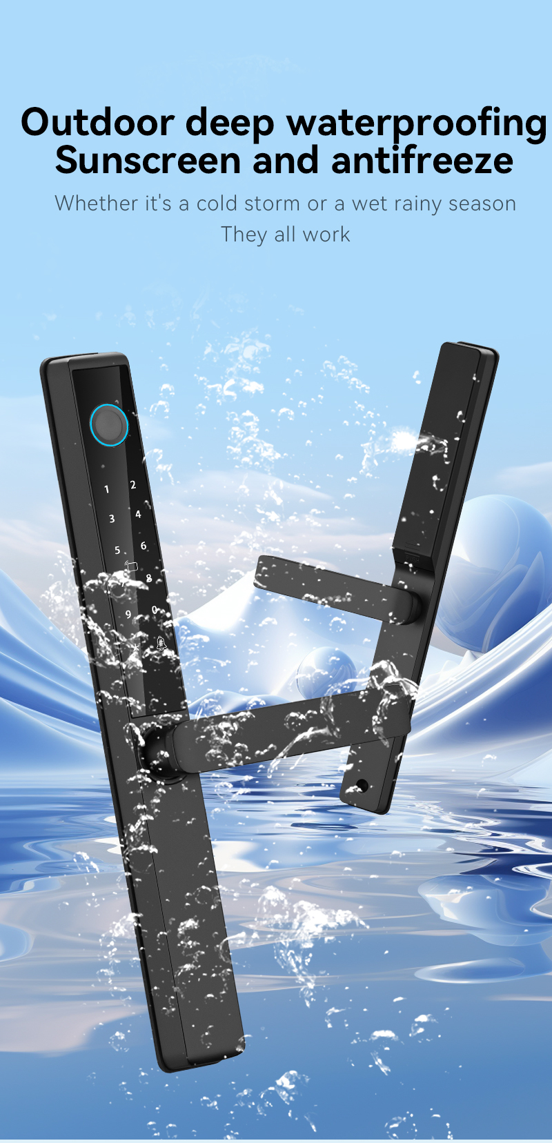 Qleung Waterproof Digital Door Lock Tuya TTlock APP Framed Glass Password Card Fingerprint S960 Smart Door Lock