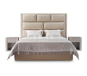 China Latest Bedroom Furniture Design Upholstered Modern Leather Bed W009B10A factory
