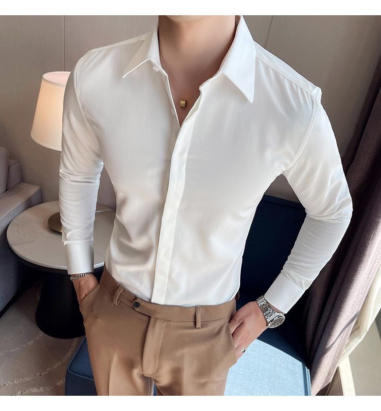 Weaving method woven 100% Cotton Business Dress Button Down Casual Shirts For Men Slim Fit