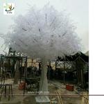 UVG winter wedding ideas white banyan leaves fake white trees for stage