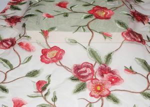 China 47 Inch Multi Colored Lace Fabric / Wedding Gown Lace Fabric Soft Feel By Azo Free factory