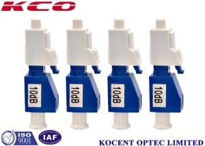 China Blue 10dB LC / UPC Optical Fiber Attenuation , Single Mode Attenuator With Square Dusty Cap factory