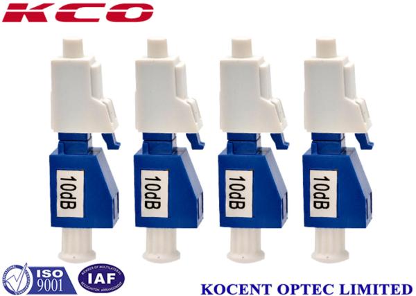 Blue 10dB LC / UPC Optical Fiber Attenuation , Single Mode Attenuator With