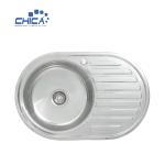 CH7750 Single Bowl Round Kitchen Sink With Drain Board Stainless Steel Kitchen