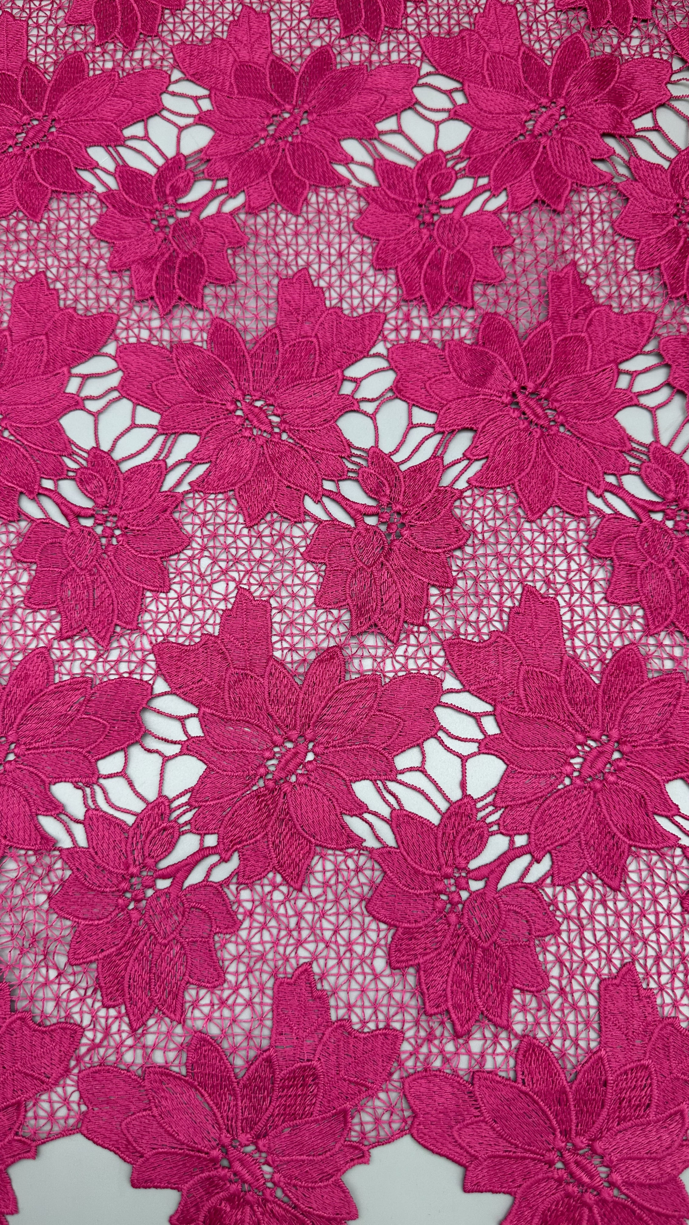 Luxury Pink Flower Laser Embroidered Lace Style Hollow-up For Breathe Premium