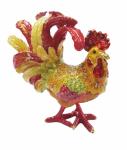 New arts and craft rooster metal jewelry box pewter rooster trinket box rooster