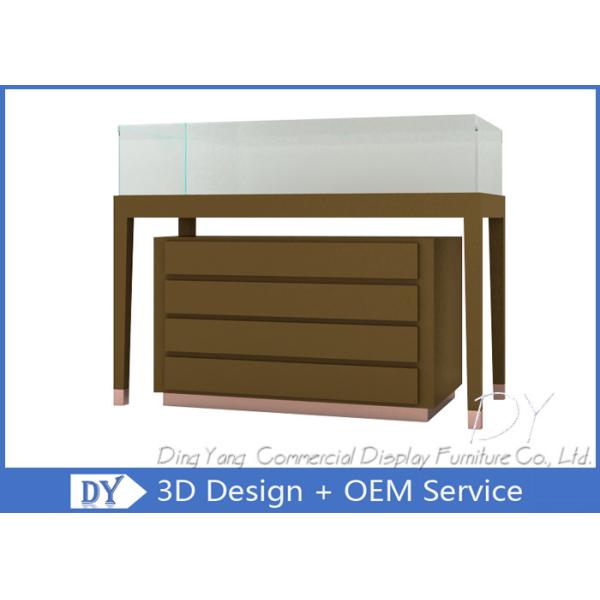 China Modern MDF Jewelry Showcase Display Mirror Gold Recessed Kick Plate 1200 X 550 X 950MM factory