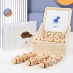 Montessori Wooden Reading Blocks Rotating Letter Spinning Alphabet Learning