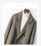 Men's Autumn Winter Lapel Turn-down Collar Double-Breasted Long Slim Woollen