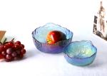 Electroplating Luster Gold Rim Lead Free Glass Bowls Irregular Salad Serving