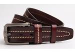 Custom Logo Dark Brown Leather Mens Casual Belts For Jeans Colorful Stitching