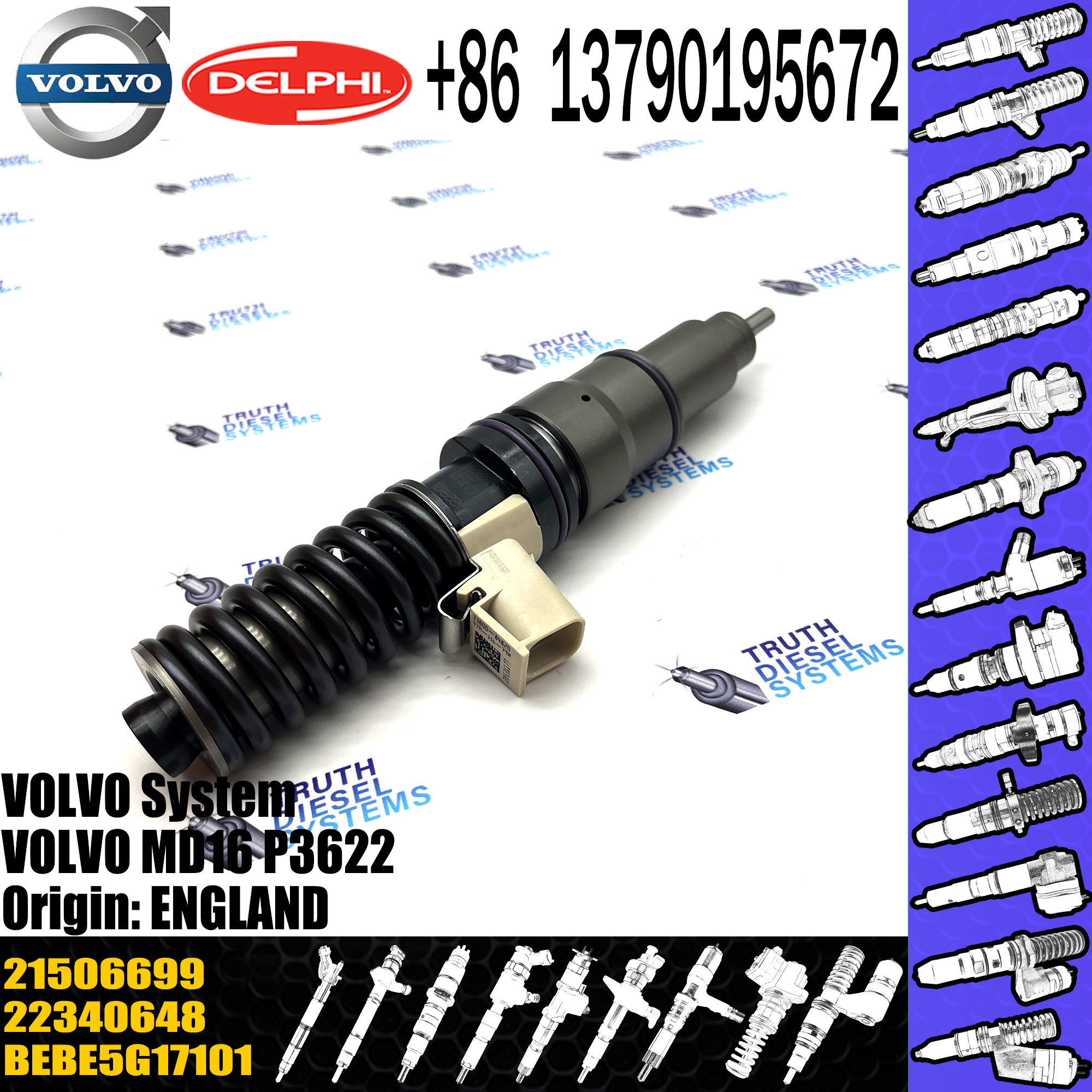 New Diesel Injector 21569200 BEBE4K01001 For VOL injector Truck 21569200 21569200 D13 BEBE4D16001 20972225 21506699