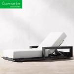 Modern Design Style Outdoor Garden Hotel Wooden Sun Lounger with Thick Cushion