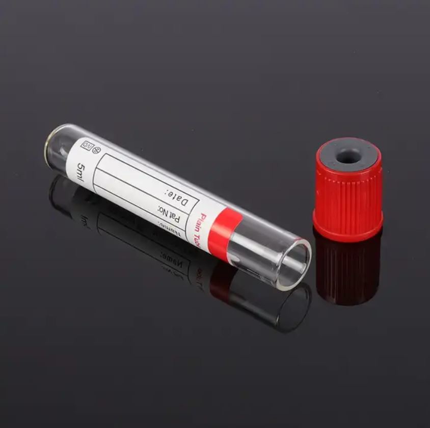 Medical Hospital Serum 1-10ml Glass PET Blood Test Red Vacuum Blood Collection Plain Tube Without Additive