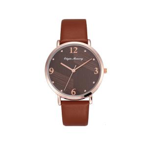 China 30m Waterproof 36mm Ladies Quartz Watch Leather Strap Three Dimensional Pattern factory