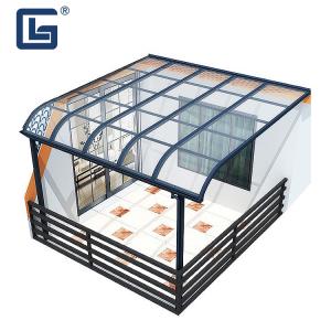 China OEM Grey Metal Frame Patio Awnings Canopy Polycarbonate Roof Alu Pergola 4x4 factory