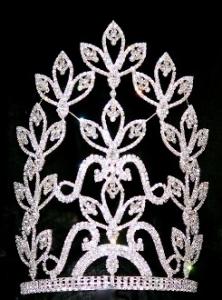 China Large leaves rhinestone crowns and tiaras for pageant girls lady hot sale tall crowns supplier whosale pageant crowns factory
